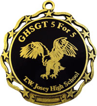 2 3/4 A Stars Gold Laser Engraved Custom Medals